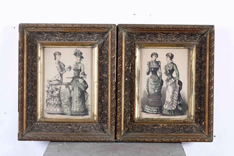Coppia di stampe raffiguranti dame  - Auction Old Prints and Engravings | Cambi Time - Cambi Casa d'Aste