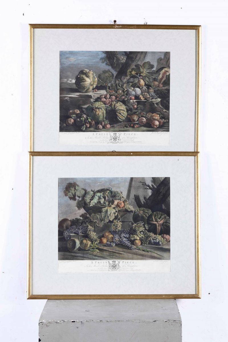 Coppia di nature morte. Coppia di stampe raffiguranti frutta e ortaggi  - Auction Old Prints and Engravings | Cambi Time - Cambi Casa d'Aste
