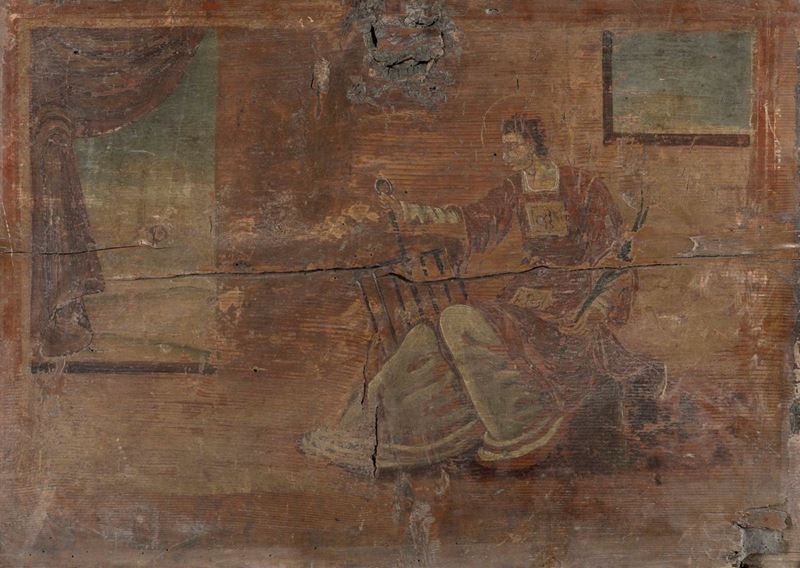 Formella in legno raffigurante San Lorenzo con la graticola  - Asta Dipinti Antichi | Cambi Time - Cambi Casa d'Aste