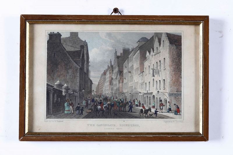 Stampa raffigurante scorcio animato di Edinburgo.  - Auction Old Prints and Engravings | Cambi Time - Cambi Casa d'Aste