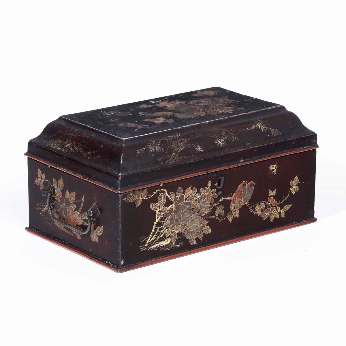 Scatola in Legno Laccato con Decori Naturalistici, Cina, Dinastia Qing, XIX Secolo