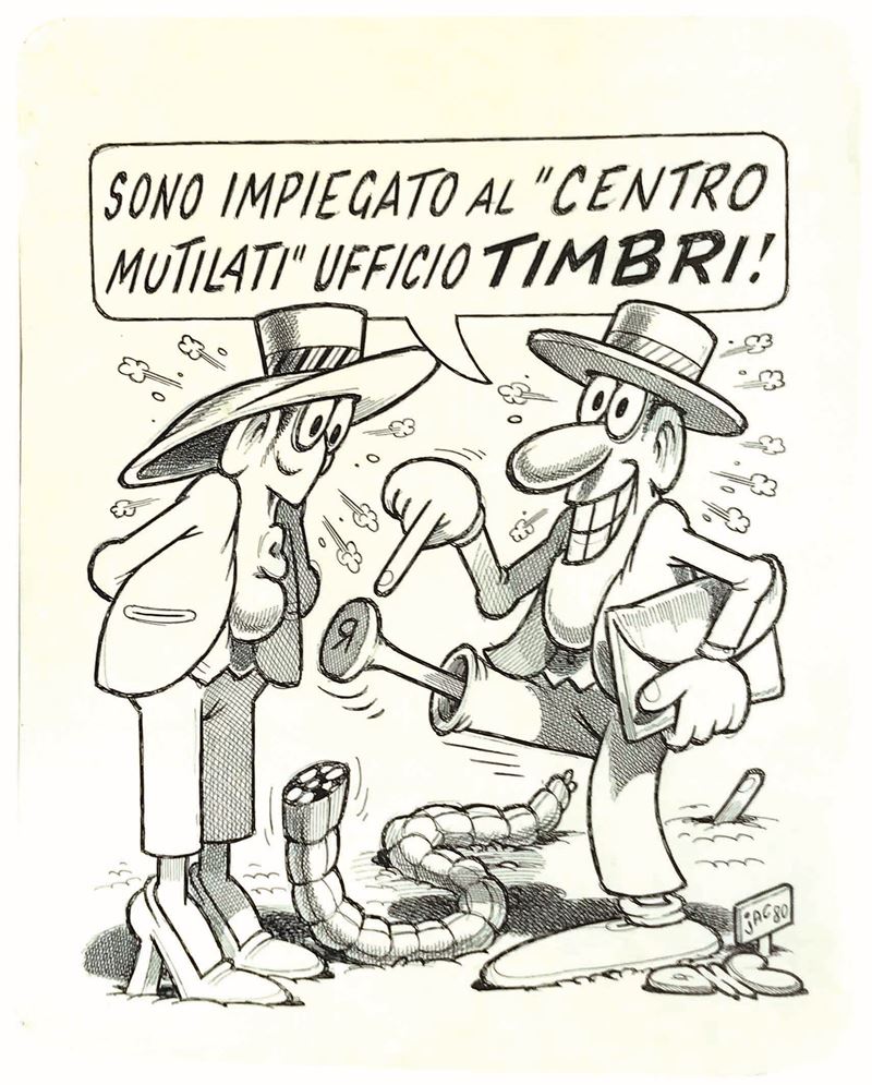 Benito Jacovitti   (1923-1977) Ufficio Timbri  - Asta Fumetti d'Autore - I - Cambi Casa d'Aste