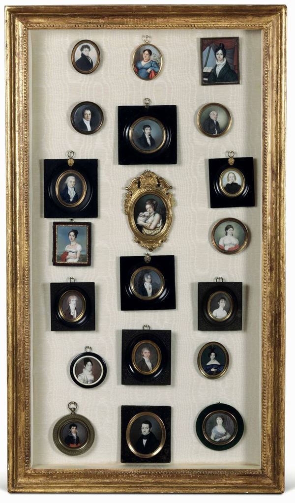 Collezione di venti miniature con ritratti, varie epoche e manifatture tra il XVIII e il XIX secolo