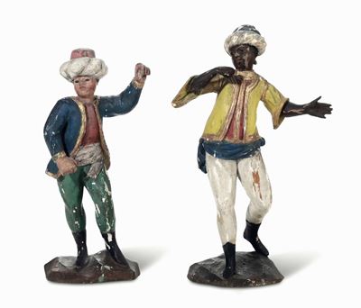 Due Figure di Turchi in Legno Policromo. Arte Veneta del XVIII Secolo