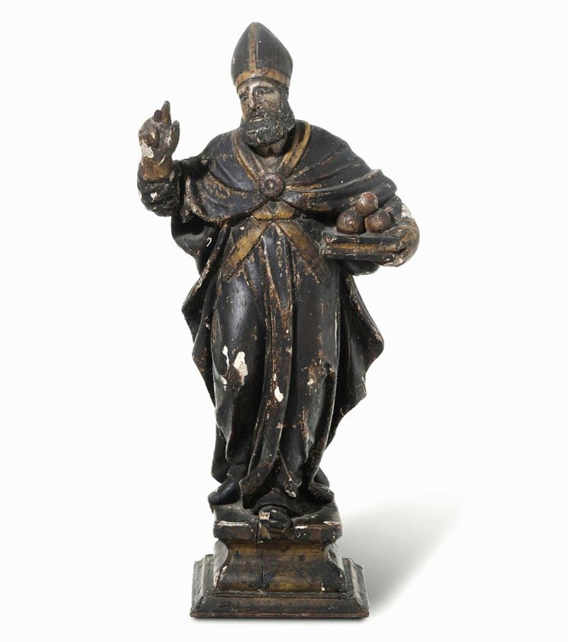 San Nicola da Bari in legno policromo Italia XVIII secolo  - Asta Dimore Italiane - Cambi Casa d'Aste
