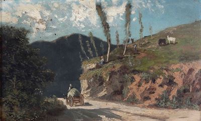 G. Sueng (?) Strada di Campagna con Carretto