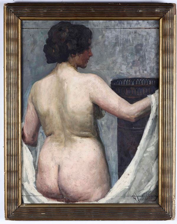 Raffaele Vitiello - Raffaele Vitiello (1875 - ?) Nudo femminile di schiena