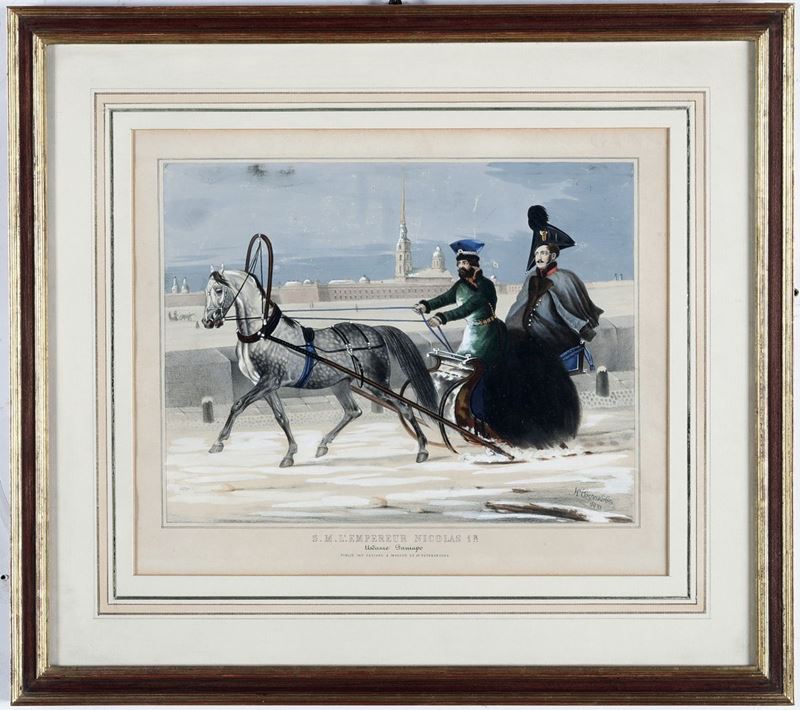 incisione raffigurante S.M. l'Empereur Nicolas I, pubblicato per Daziaro a mosca e S.Pietroburgo  - Asta Dimore Italiane - Cambi Casa d'Aste