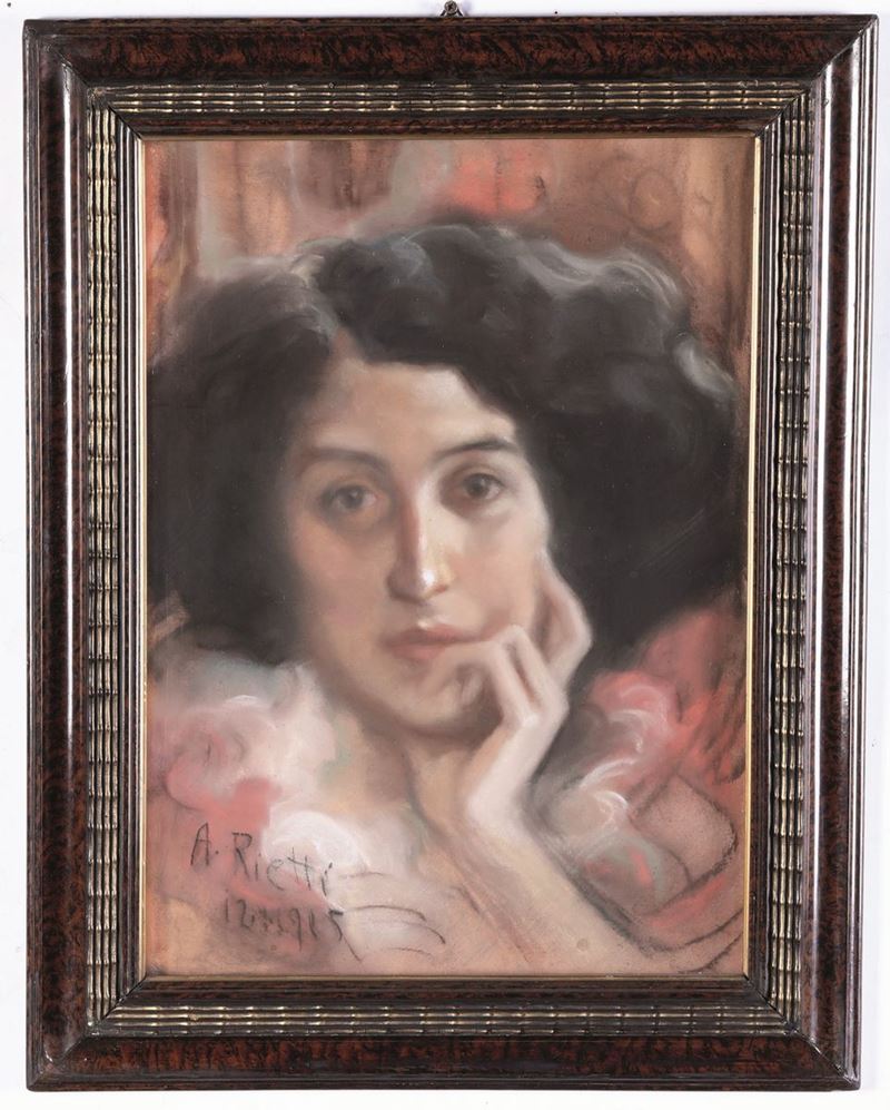 Arturo Rietti (1863-1943) Ritratto femminile, 1915  - Asta Dimore Italiane - Cambi Casa d'Aste