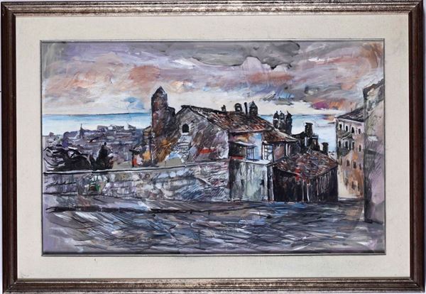 Pittore del XX secolo Dalla piazzetta di Cipriano, 1980