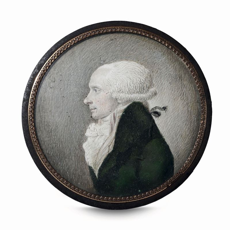 Miniatura ritratto di gentiluomo. XVIII-XIX secolo  - Auction Italian Dwellings - Cambi Casa d'Aste