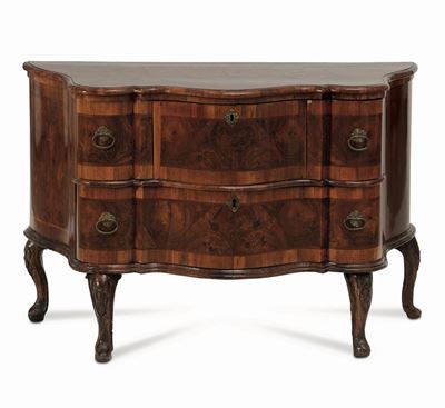 Comò in Legno Lastronato ed Intarsiato, XVIII Secolo