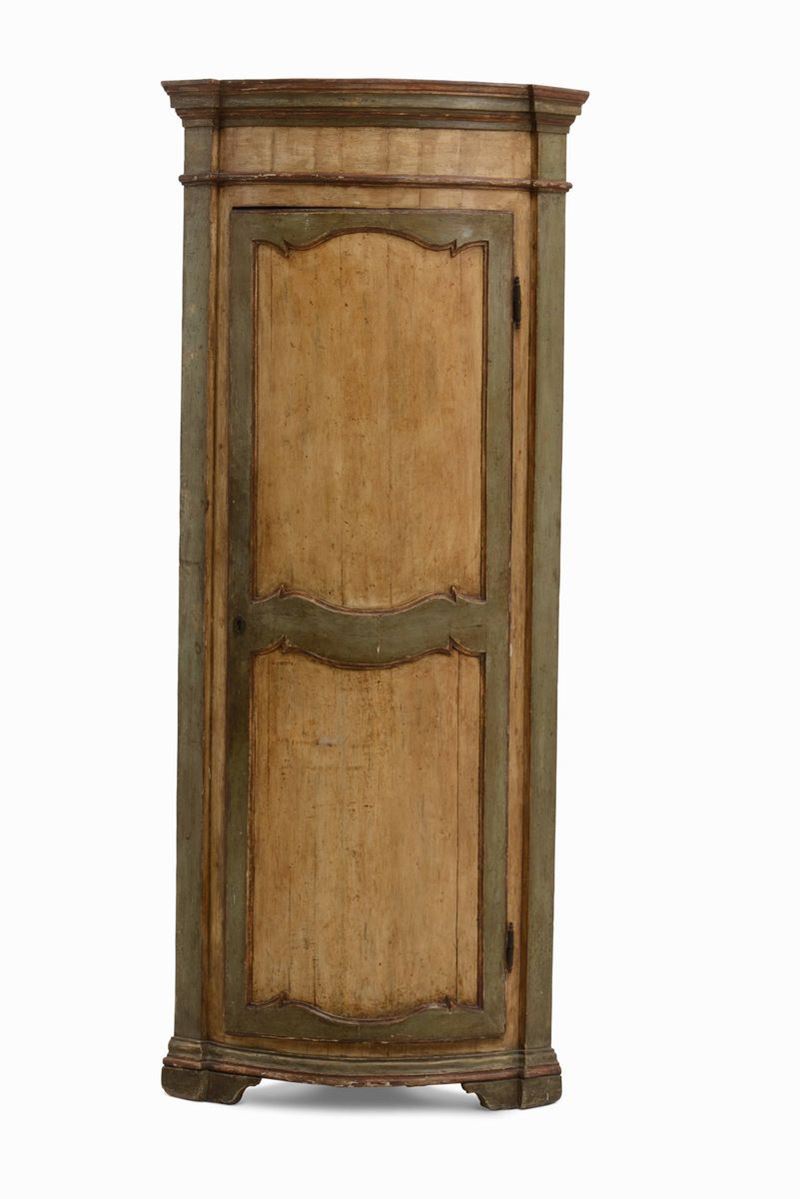 Angoliera in legno laccato, Marche (?) XVIII secolo  - Auction Artworks and Furniture from Lombard private Mansions - Cambi Casa d'Aste