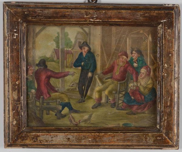 Ignoto pittore, XVII-XVIII secolo Scenetta e danza di contadini