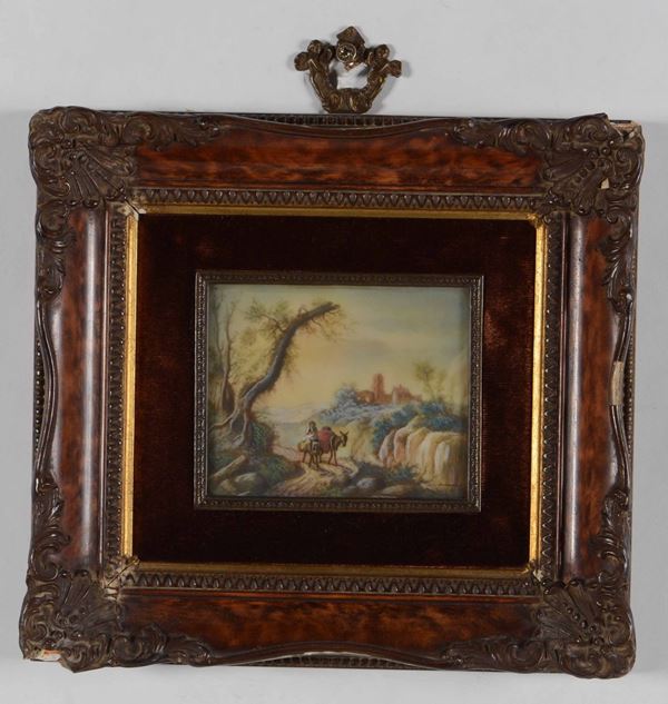 Ignoto pittore, XVIII secolo Paesaggio con cavalcature