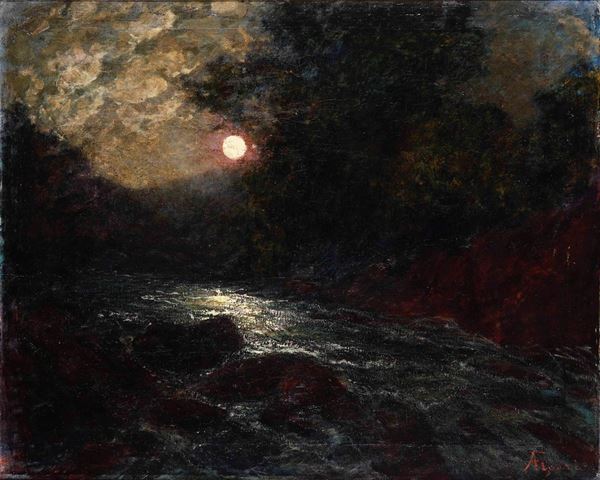 Andrea Figari (1858 - 1945) Marina notturna