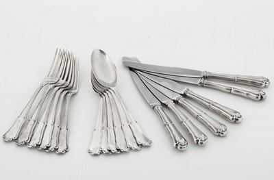 Insieme di Sei Forchette, Cucchiai e Coltelli, Argenteria Italiana del XX Secolo