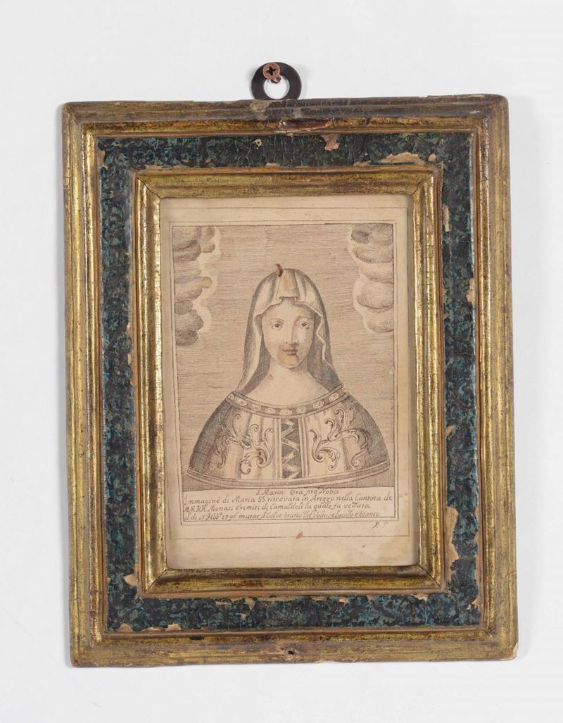 Stampa popolare a soggetto sacro Santa Maria ora pro nobis...  - Auction Old Prints and Engravings | Cambi Time - Cambi Casa d'Aste