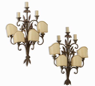 Coppia di Appliques in Metallo Brunito