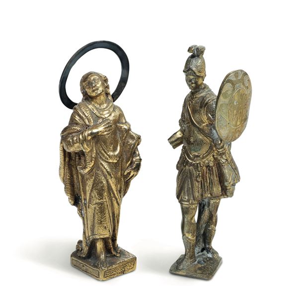 Marte e San Giovanni Apostolo (?) Bronzo dorato Arte italiana del XVII secolo