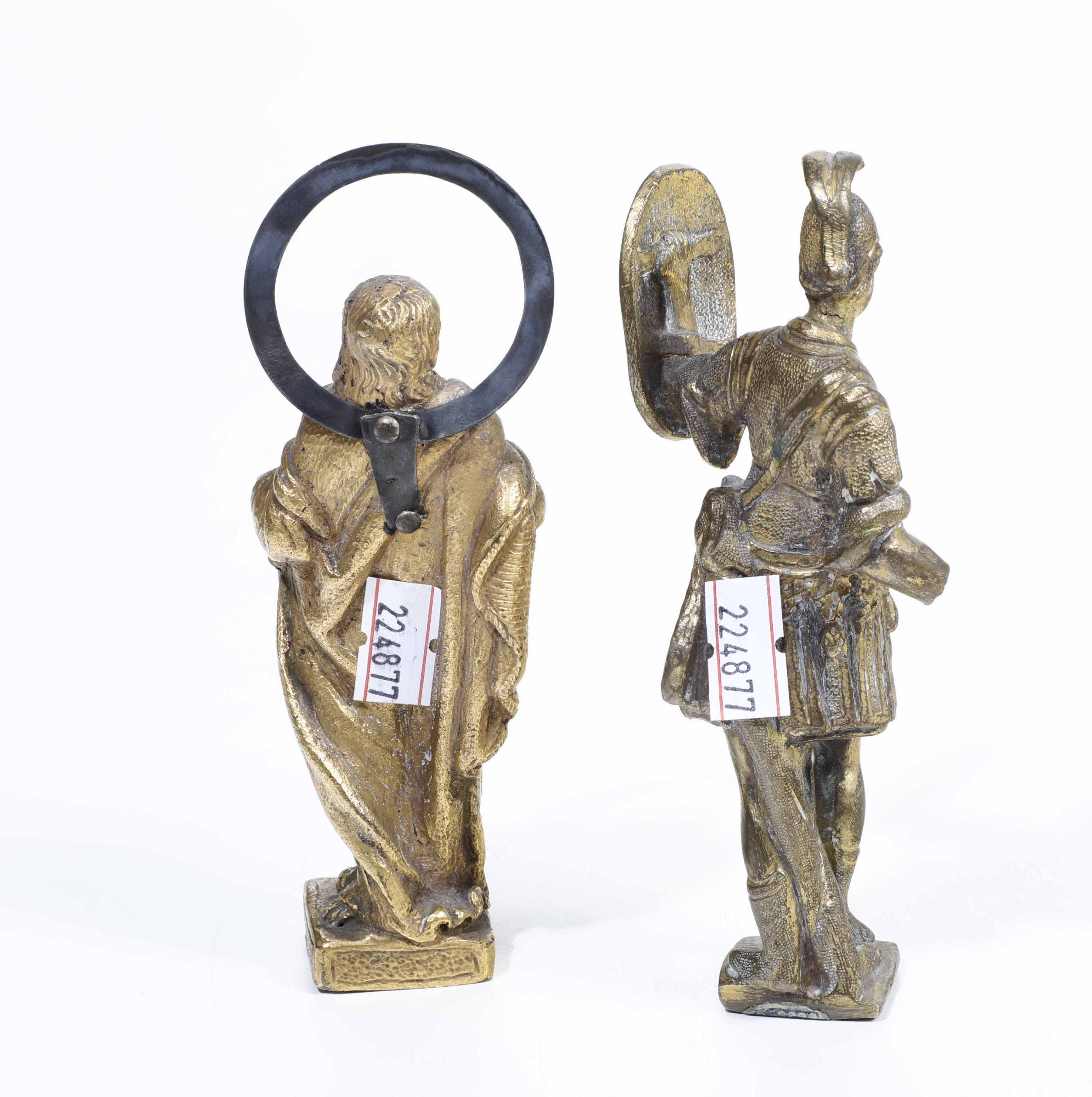 Marte e San Giovanni Apostolo (?) Bronzo Dorato Arte Italiana del XVII Secolo