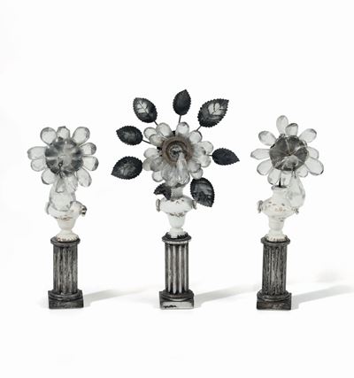 Tre Vasetti Centrotavola. Vetro Molato, Legno e Metallo. Venezia o Façon De Venise, XVIII-XIX Sec...