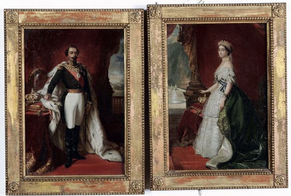 Eugene Savioz (1821 - ?) Napoleone III e l'imperatrice Eugenia