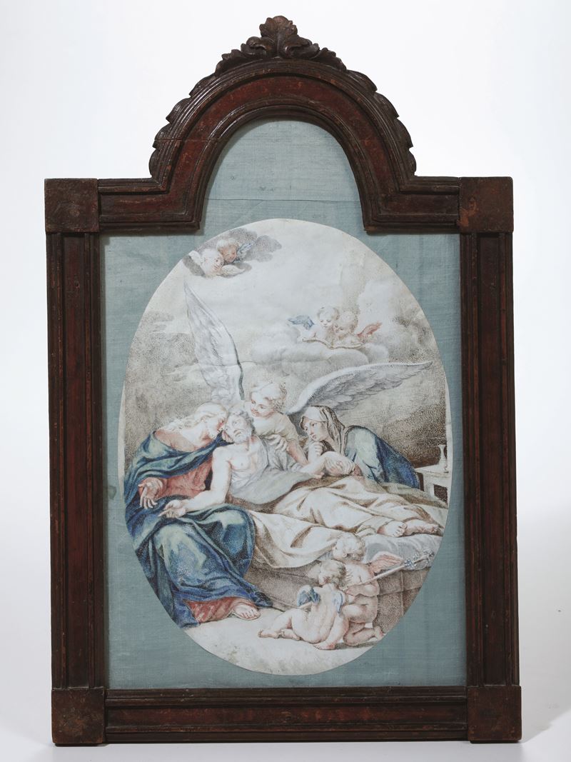 Scuola del XVIII secolo Transito di San Giuseppe  - tempera su carta - Auction Old Masters - Cambi Casa d'Aste