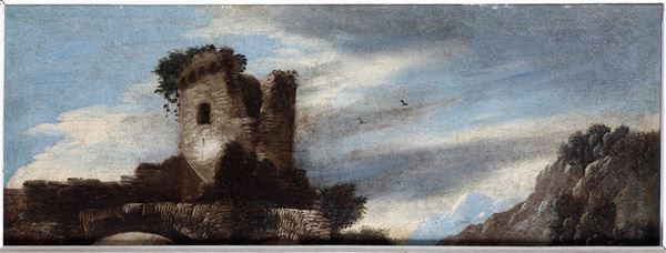 Scuola del XVIII secolo Paesaggio con rovine
