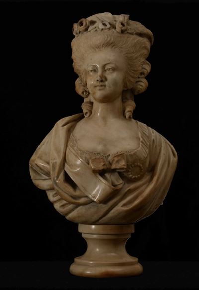 Busto di Maria Antonietta Marmo Bianco Scultore del XIX Secolo