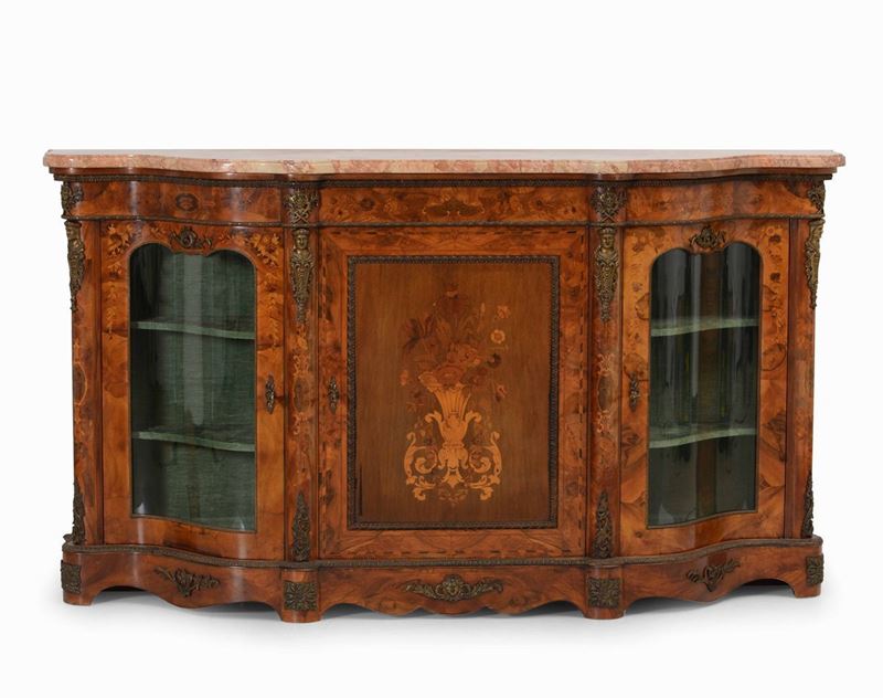 Grande credenza in legno intarsiato Napoleone III  - Auction Artworks and Furniture from Lombard private Mansions - Cambi Casa d'Aste