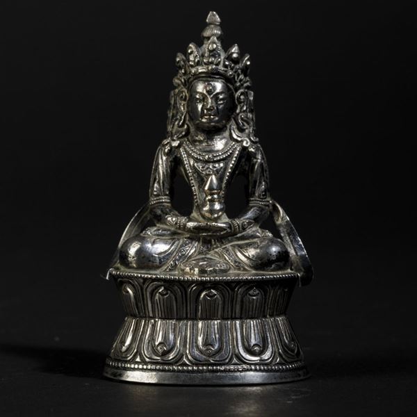 A silver Buddha Amitayus, China, Qing Dynasty