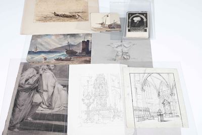 Lotto Composito di Disegni, Stampe, Cartoline D'epoca.