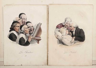 Boilly, Louis - Leopold (1761-1845)sette Fogli della Serie delle Caricature
