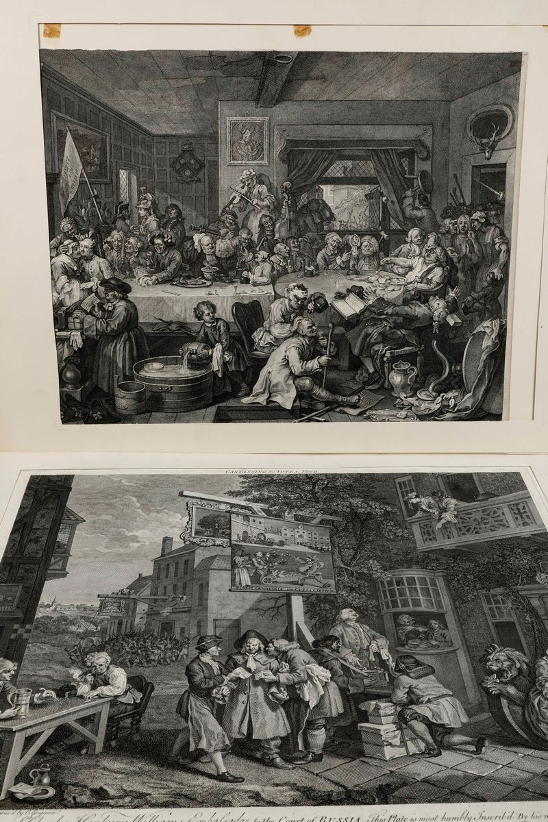 William Hogarth (1697 - 1764)raccolta di Divertenti Stampe Satiriche del Celebre Pittore e Inciso...