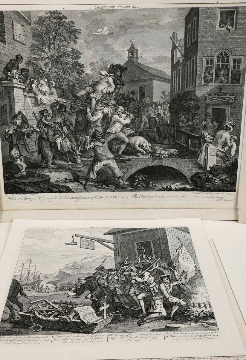 William Hogarth (1697 - 1764)raccolta di Divertenti Stampe Satiriche del Celebre Pittore e Inciso...