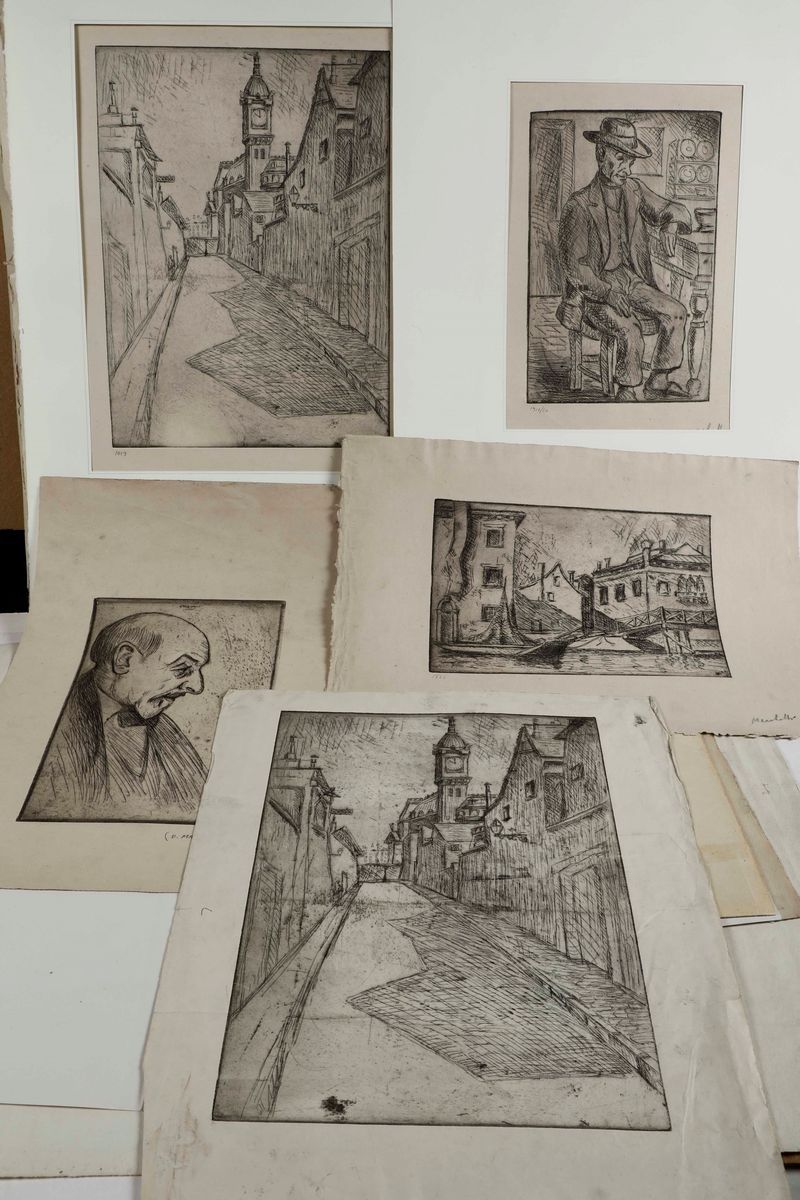 Bergamo - Xilografi ed Acquafortistigrande Lotto di Incisori di Artisti del '900, Tutti Riconduci...