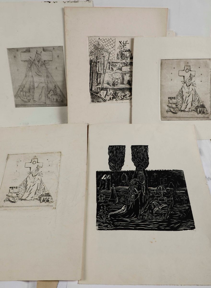 Bergamo - Xilografi ed Acquafortistigrande Lotto di Incisori di Artisti del '900, Tutti Riconduci...