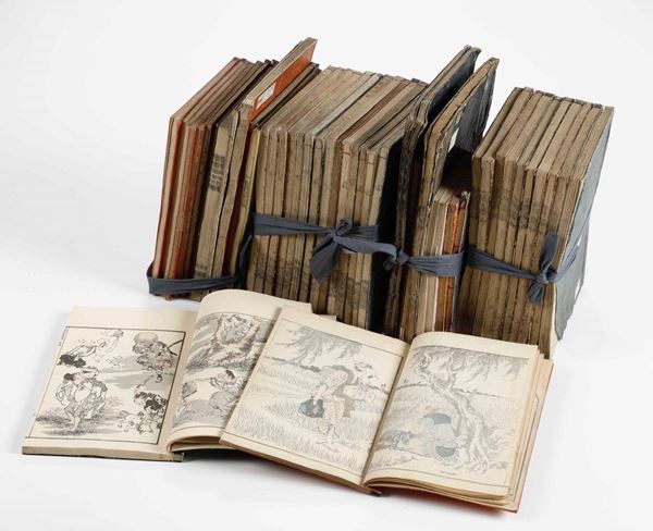 Katsushika Hokusai e altri autori Grande lotti di libretti figurati giapponesi del secolo XIX.