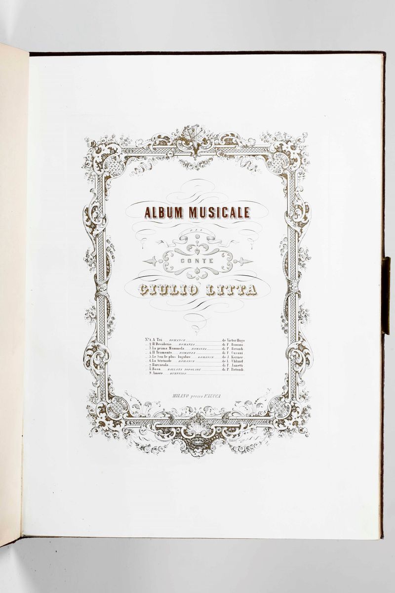 Litta, Giulio - Rilegaturaalbum Musicale del Conte Giulio Litta...milano, Seconda Metà del Secolo...