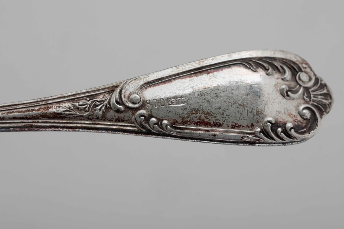 Servizio di 12 Cucchiaini in Argento Entro Custodia. Argenteria Italiana del XX Secolo, Argentier...