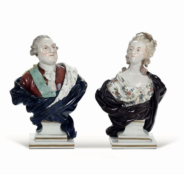 Coppia di busti di Luigi XVI e Maria Antonietta Probabilmente Parigi, XX secolo