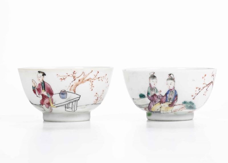 Due tazzine in porcellana, Cina, Dinastia Qing, era Qianlong (1736 –1795)  - Auction Furnishings from Italian Villas | Cambi Time - Cambi Casa d'Aste
