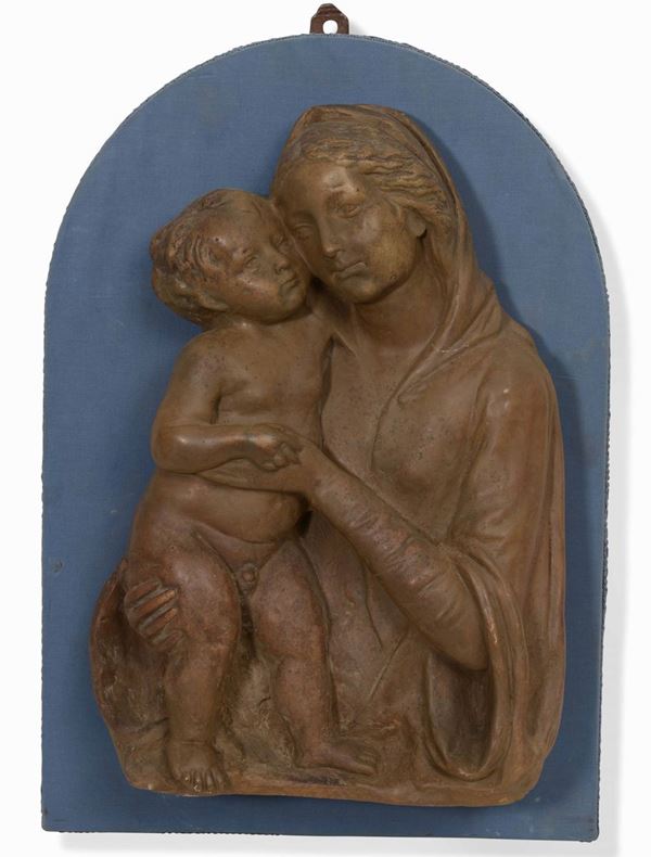 Gruppo scultoreo in terracotta raffigurante Madonna con Bambino, XX secolo