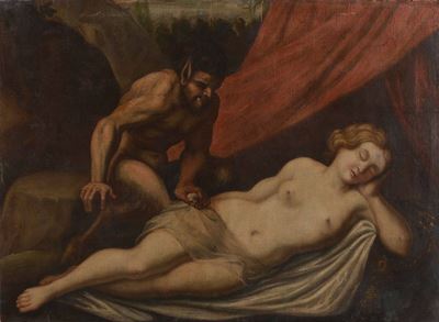 Scuola del XVII Secolosatiro con Ninfa