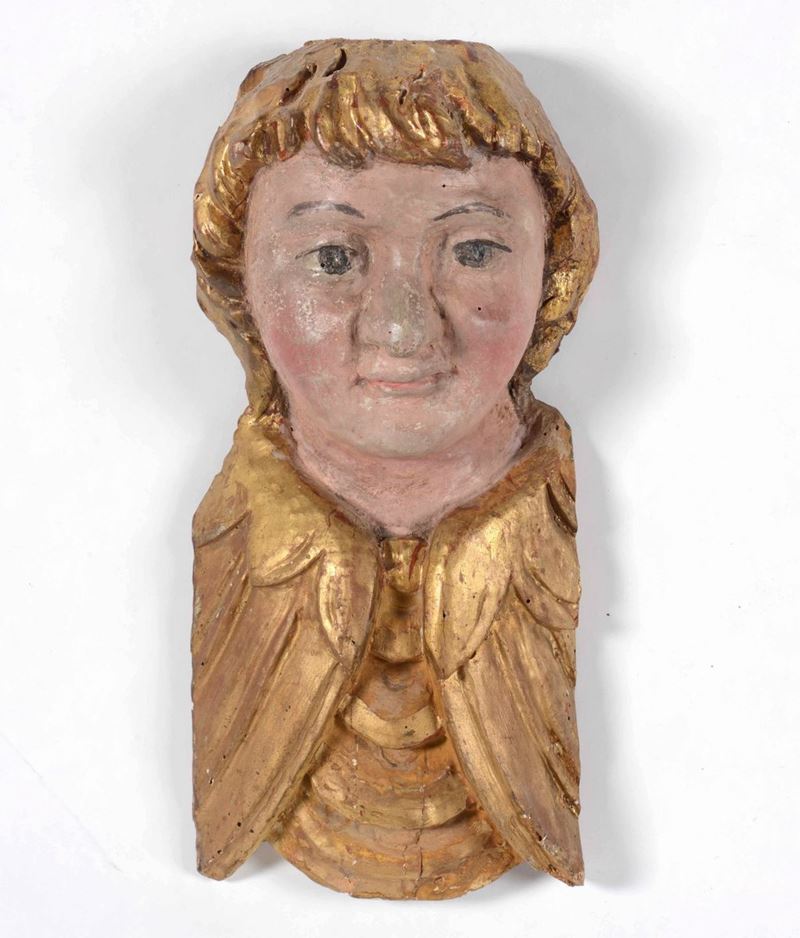 Testa di angelo in legno dipinto. XVII-XVIII secolo  - Auction Antiques | Cambi Time - Cambi Casa d'Aste
