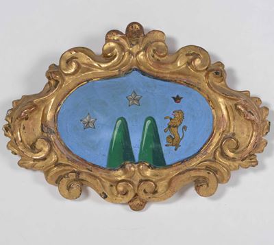 Cartiglio in Legno Intagliato e Dorato, XVIII Secolo