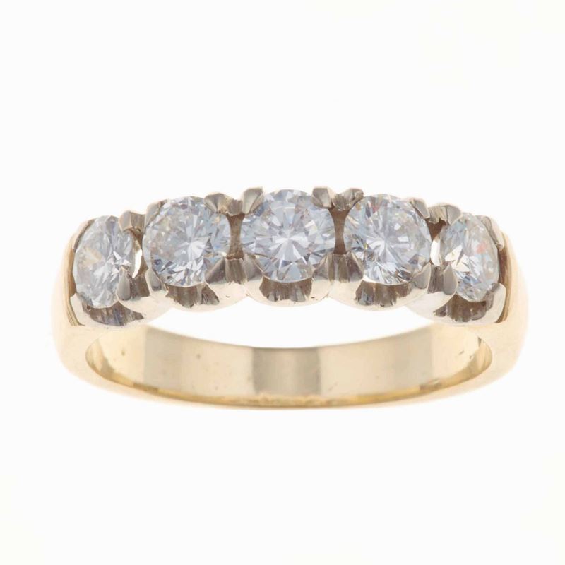 Anello demi-rivière con diamanti taglio brillante per ct 1.25 circa  - Auction Jewels | Cambi Time - Cambi Casa d'Aste