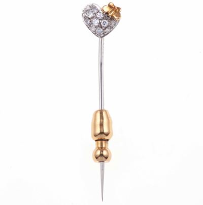 Spilla da Cravatta "cuore" con Pavé di Diamanti