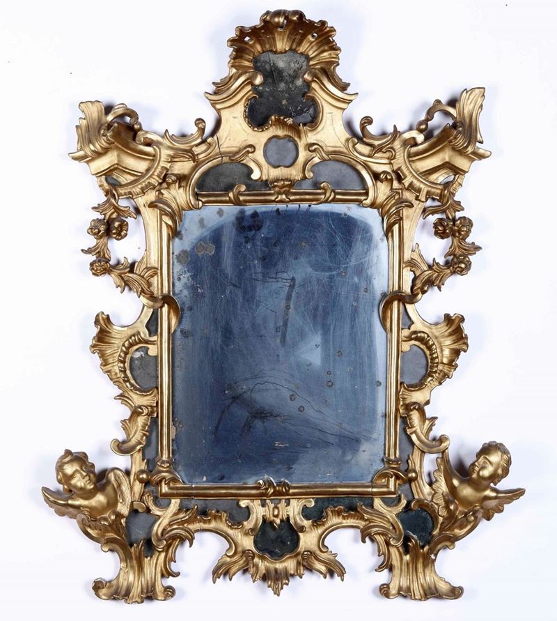 Specchierina in legno intagliato e dorato, XVIII secolo  - Auction Antiques | Cambi Time - Cambi Casa d'Aste